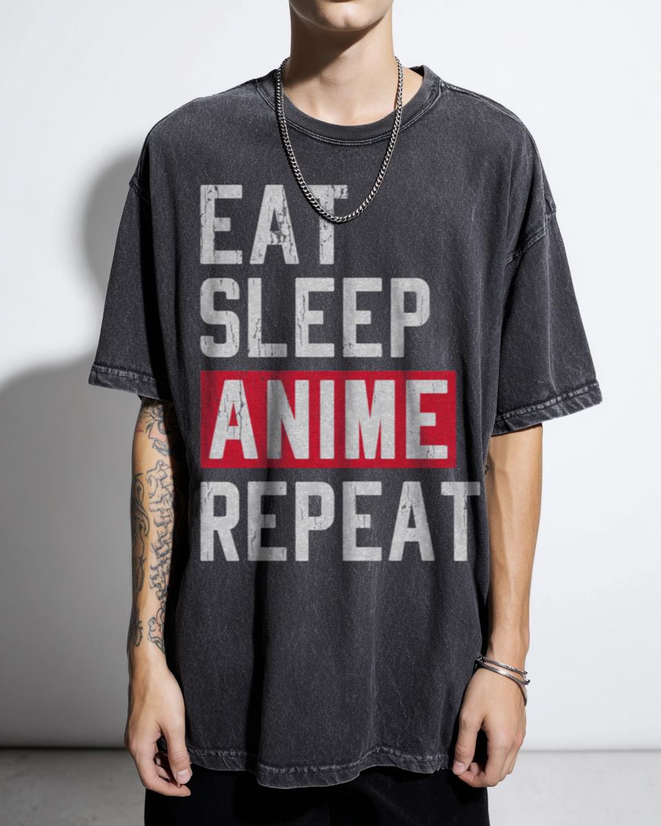 Eat Sleep Anime Repeat Kawaii T-Shirt - Japanese Animation Lover Otaku Apparel Unisex