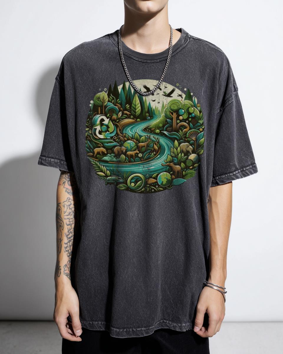 Eco Awareness Earth Conservation T-Shirt - Climate Action Green Living Environmental Protection Tee