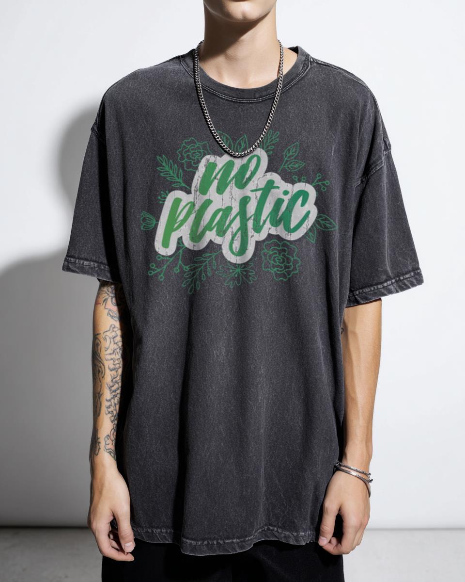 Eco-Friendly 'No Plastic' Green Earth T-Shirt - Environment Go Green Design