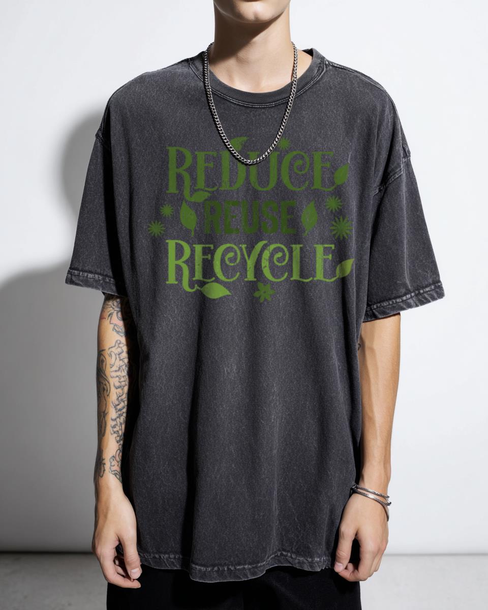 Eco-Friendly Reduce Reuse Recycle Renew Rethink Slogan T-Shirt - Environmental Activism Unisex Tee