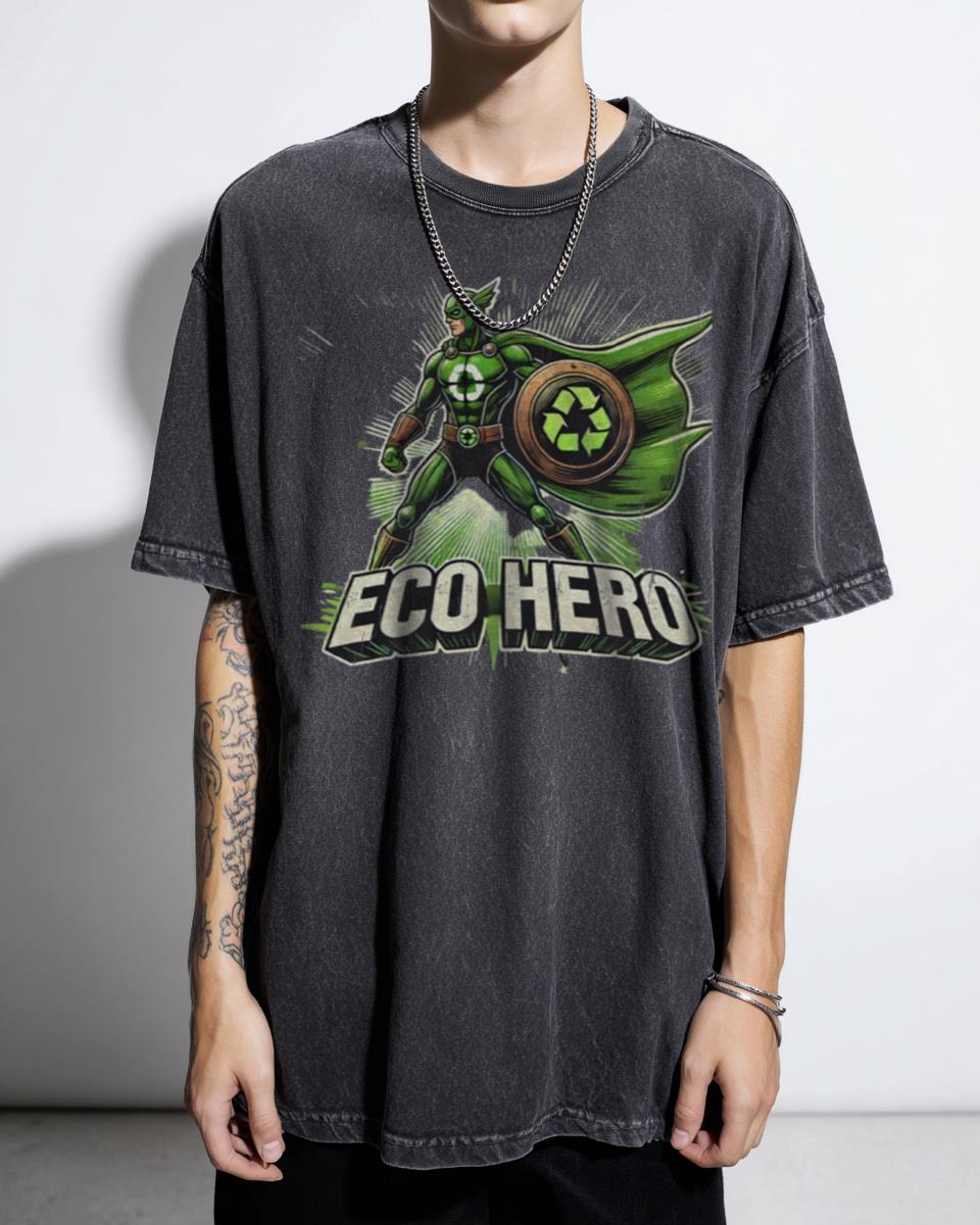 Eco Green Hero Saves Planet T-Shirt - Environmental Superhero Climate Action