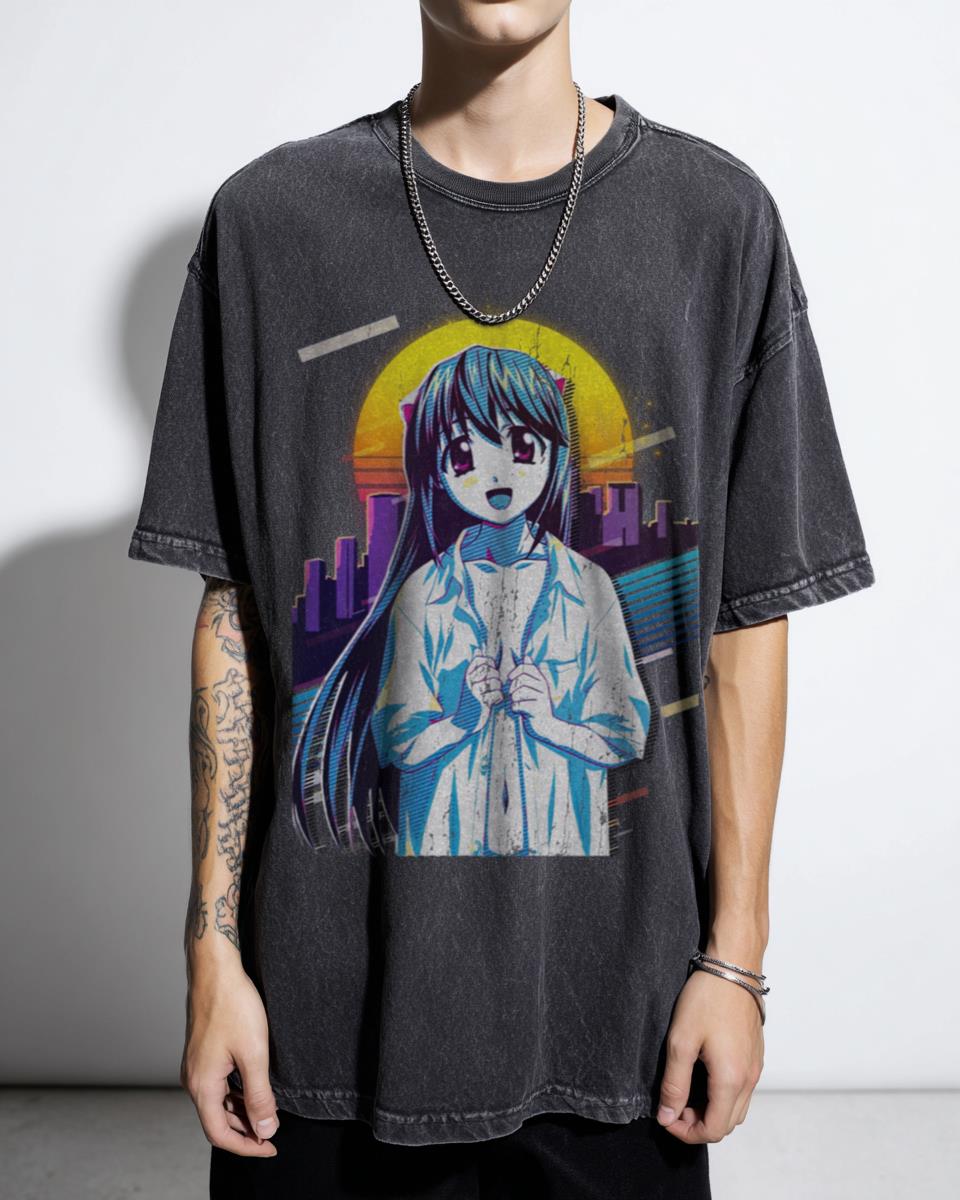 Elfen Lied Lucy (Kaede) Anime T-Shirt | Fan Art Acidwash