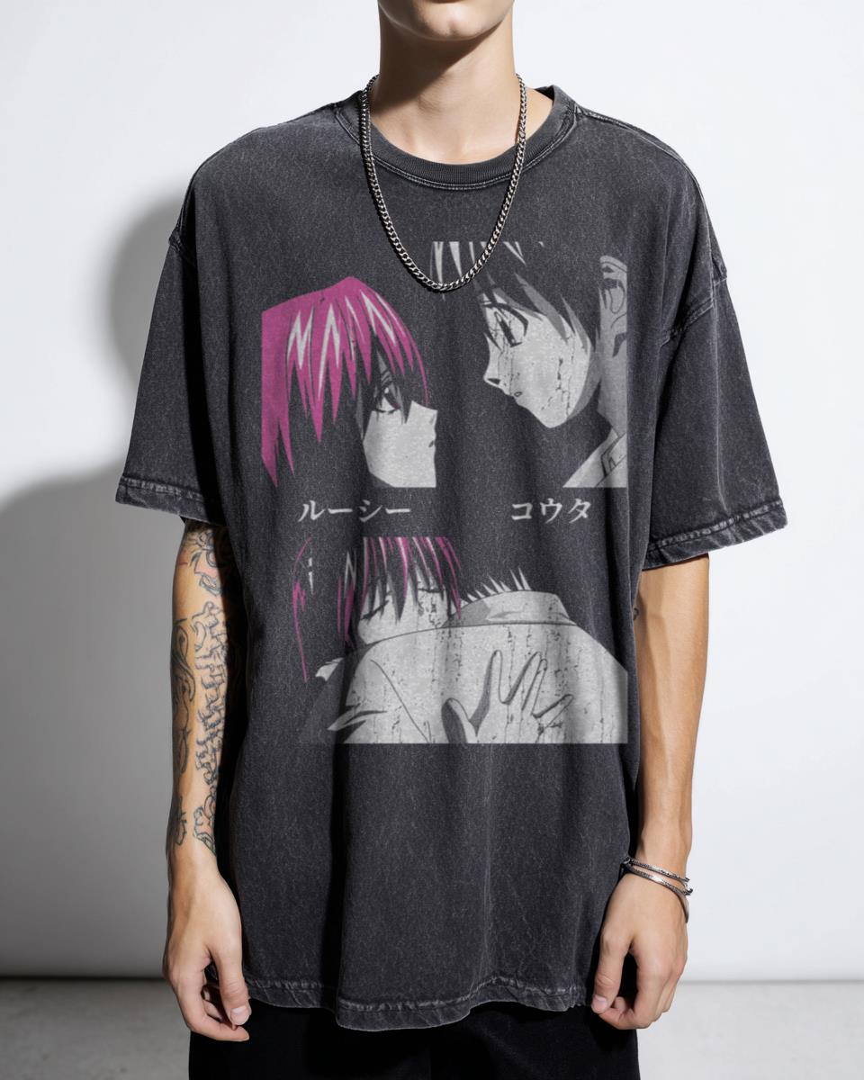 Elfen Lied Tragic Love Anime T-Shirt - Dark Sci-Fi Horror Manga Tee