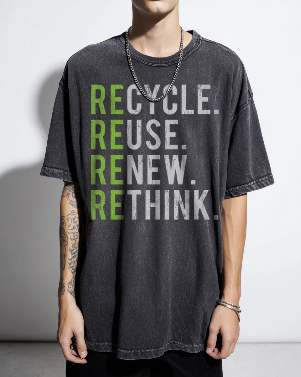 Environmental 'Recycle Reuse Renew Rethink' Earth Day T-Shirt - Sustainable Planet Unisex
