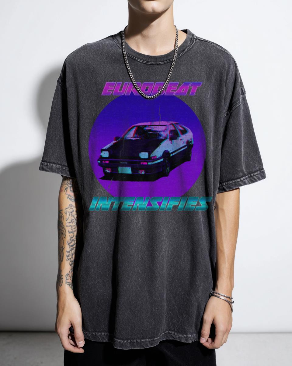 Eurobeat Intensifies Initial D AE86 Toyota Trueno T-Shirt - JDM Hachiroku Drift Anime Tee