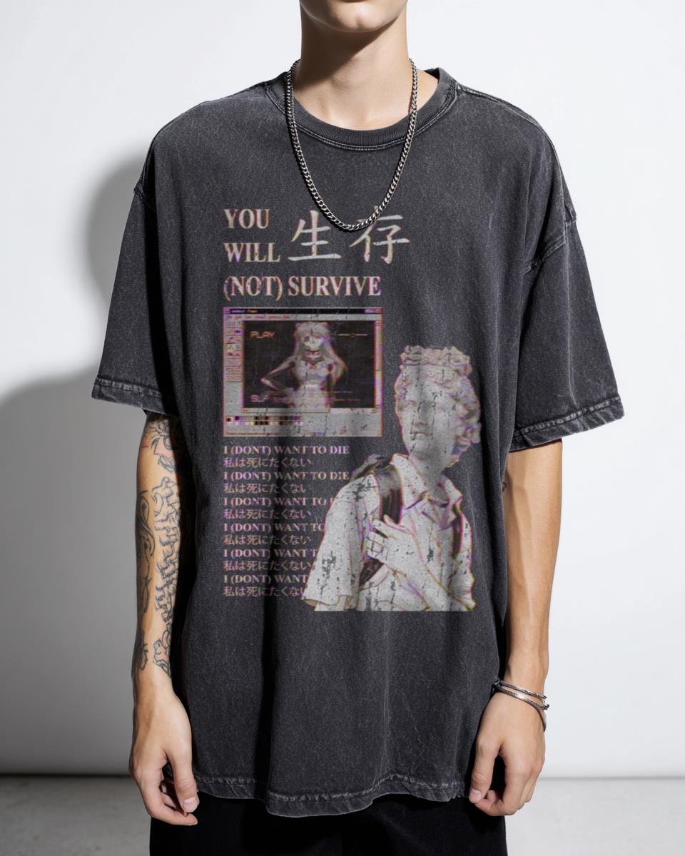 Evangelion Sad Anime Aesthetic T-Shirt | YOU WILL (NOT) SURVIVE