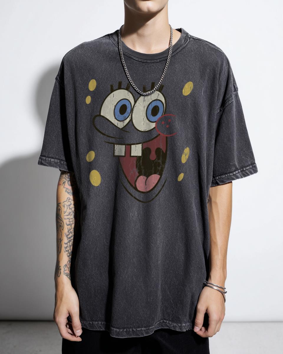 Excited 'SpongeBob SquarePants Big Face' Happy Cartoon T-Shirt - Nickelodeon Fan Unisex