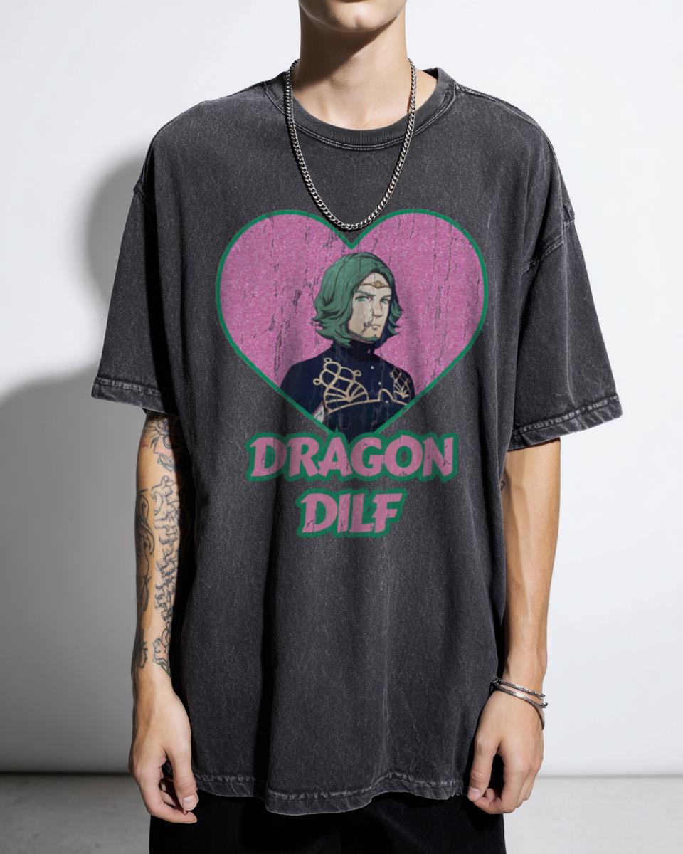 Fantasy Dragon DILF Art T-Shirt - Fire Emblem Inspired Gaming Tee for Men