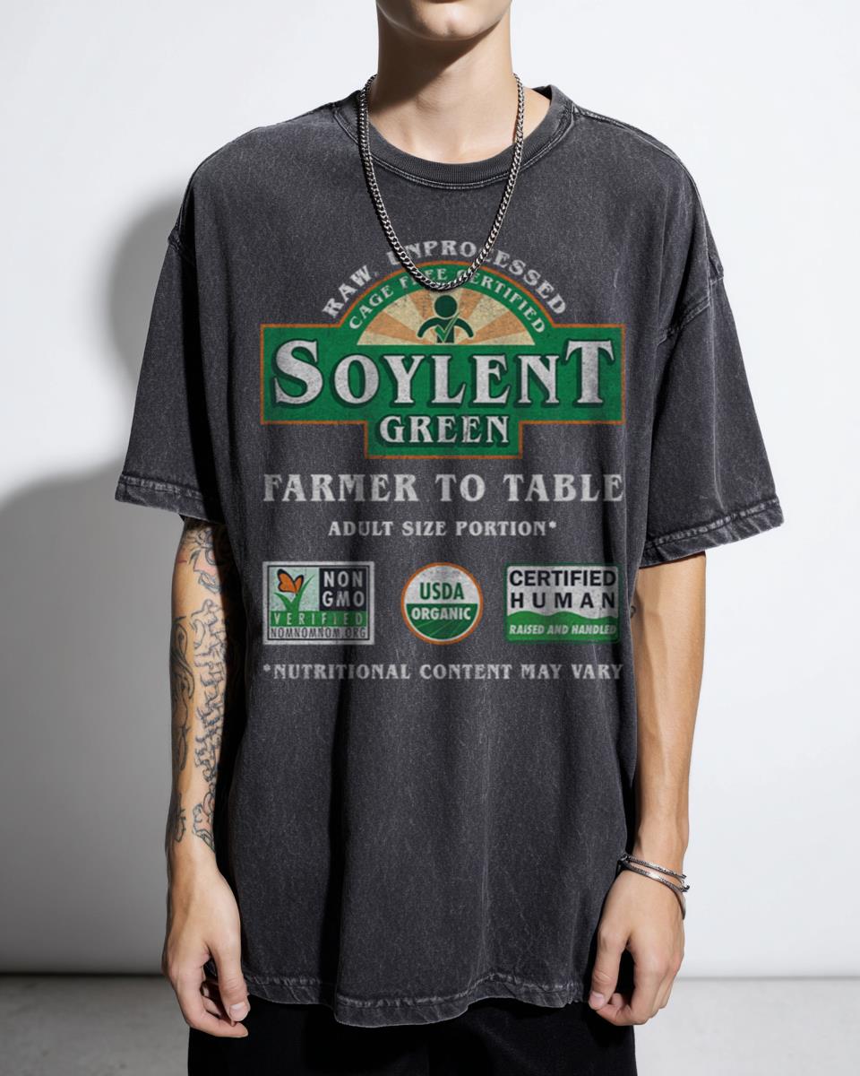 Farmer to Table Soylent Green Horror Movie T-Shirt - Funny Nutrition Facts Sci-Fi Fan