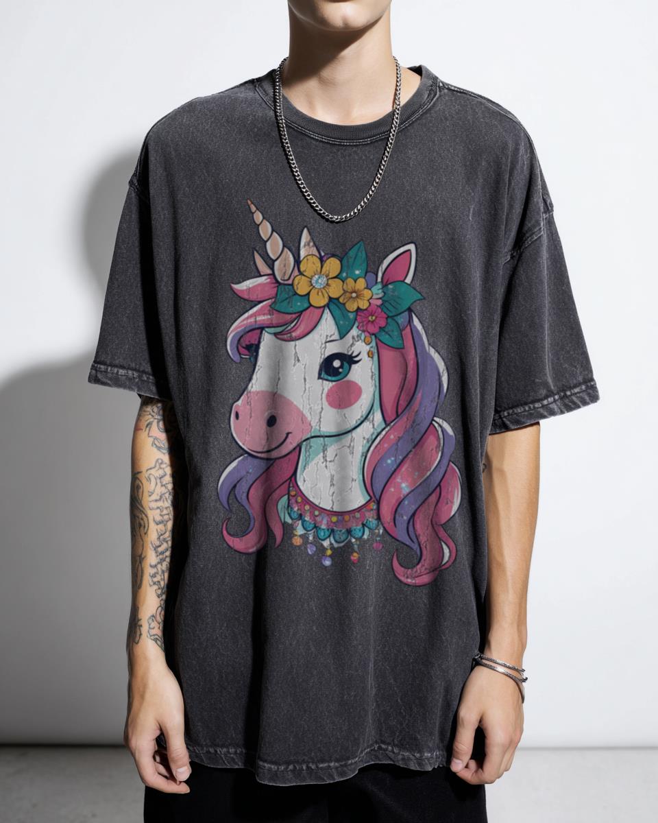 Festive Bohemian Unicorn T-Shirt | Whimsical Flower Crown