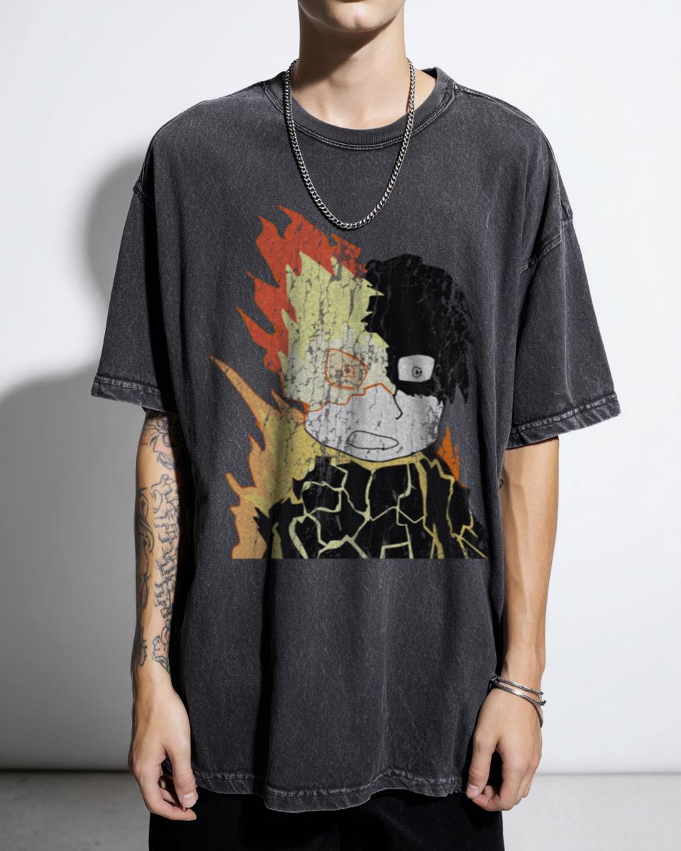 Fire Punch Agni Acidwash T-Shirt | Dark Manga Fan Apparel