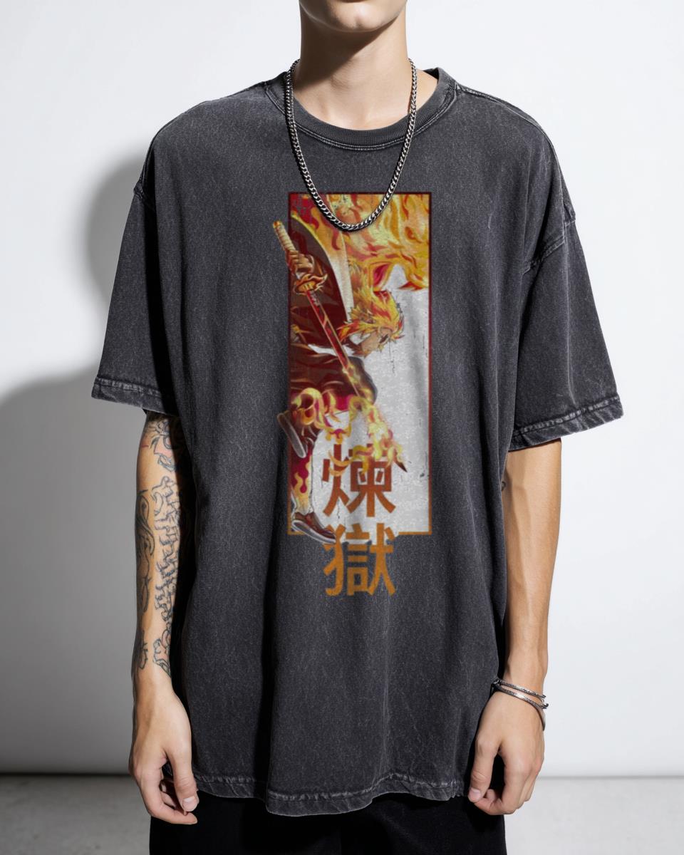 Flame Hashira Rengoku Kyojuro Demon Slayer Anime T-Shirt - Kimetsu No Yaiba Fan Unisex