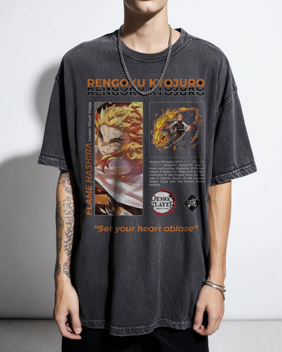 Flame Hashira Rengoku Kyojuro Demon Slayer Anime T-Shirt - Kimetsu No Yaiba Manga Tee