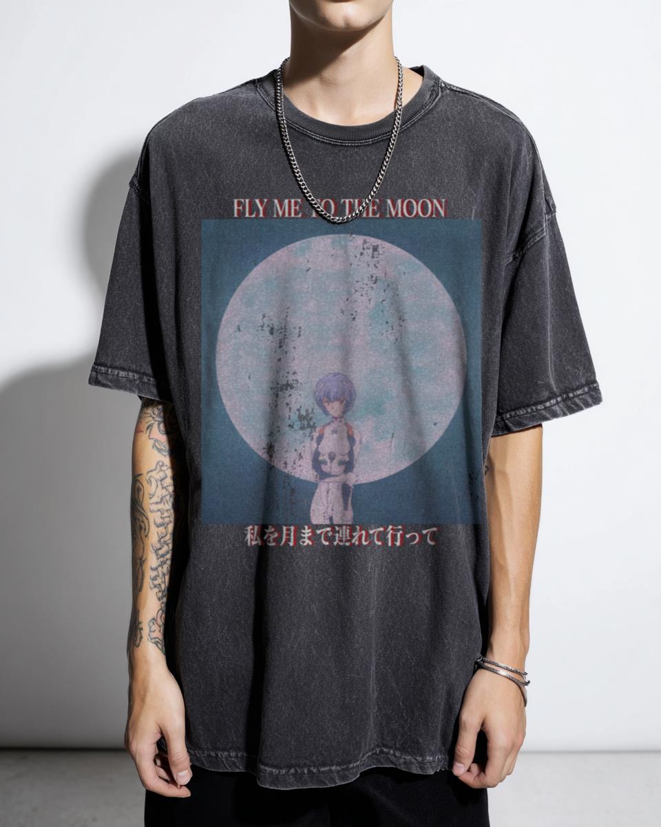FLY ME TO THE MOON Evangelion Anime T-Shirt | NGE Quote Manga Tee