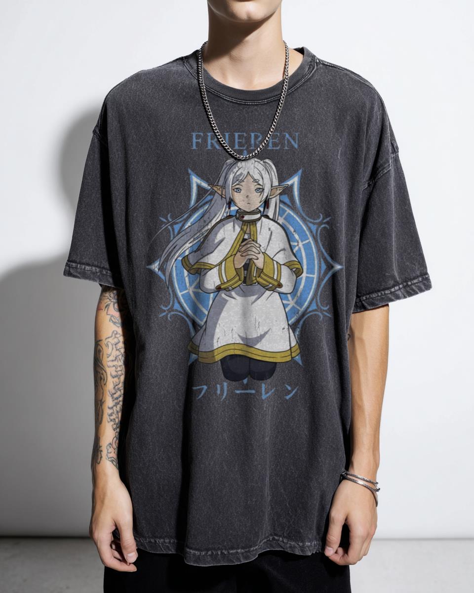 Frieren Beyond Journey's End Elf T-Shirt - Fern Himmel Eisen Stark Tee