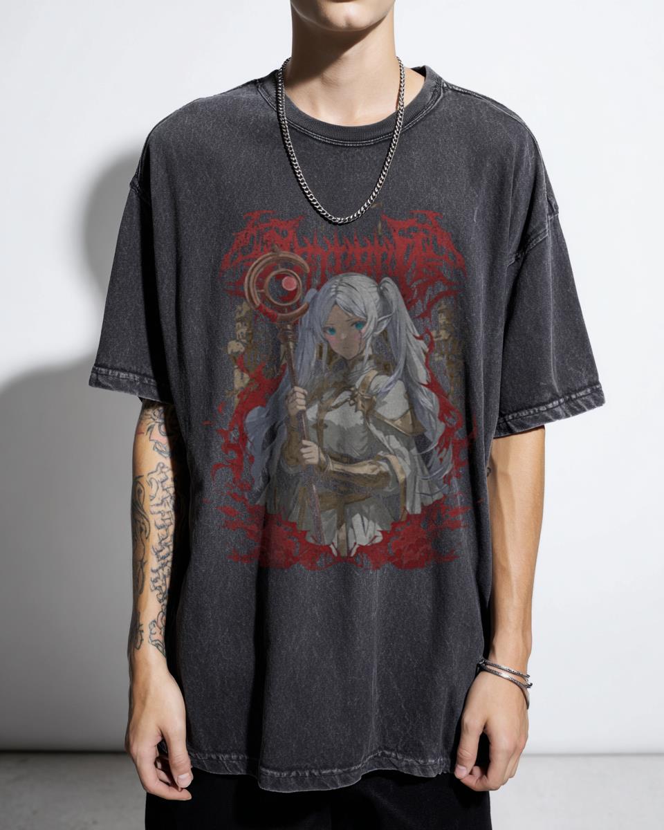 Frieren Heavy Metal Anime Art T-Shirt