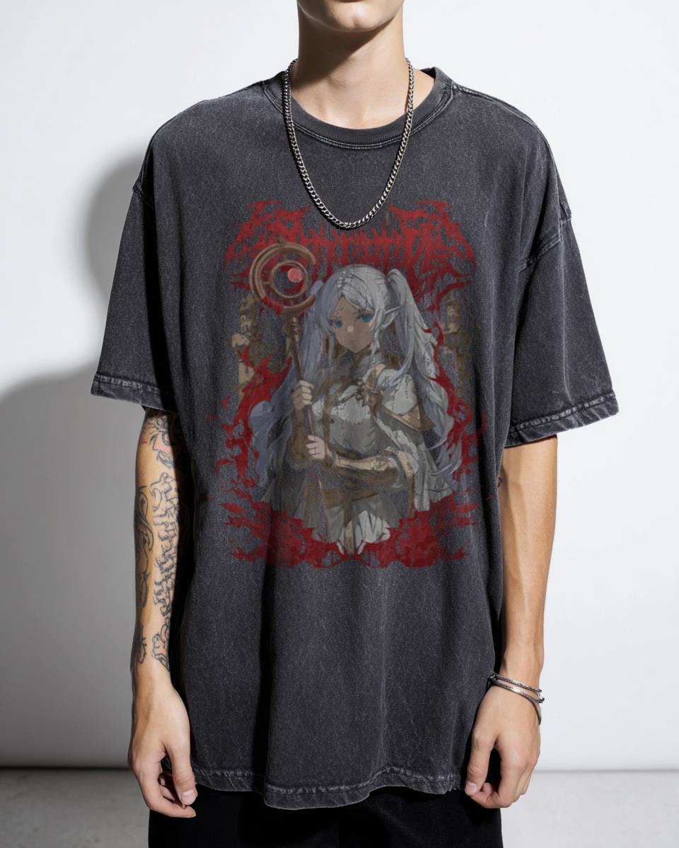 Frieren Heavy Metal Anime T-Shirt - Eisen Fern Elf Manga Fan Art