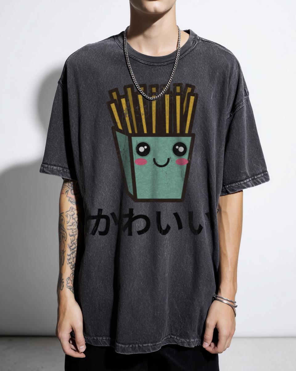 Fries Kawaii Chibi Anime Kanji T-Shirt - Japanese Manga Otaku Food Tee