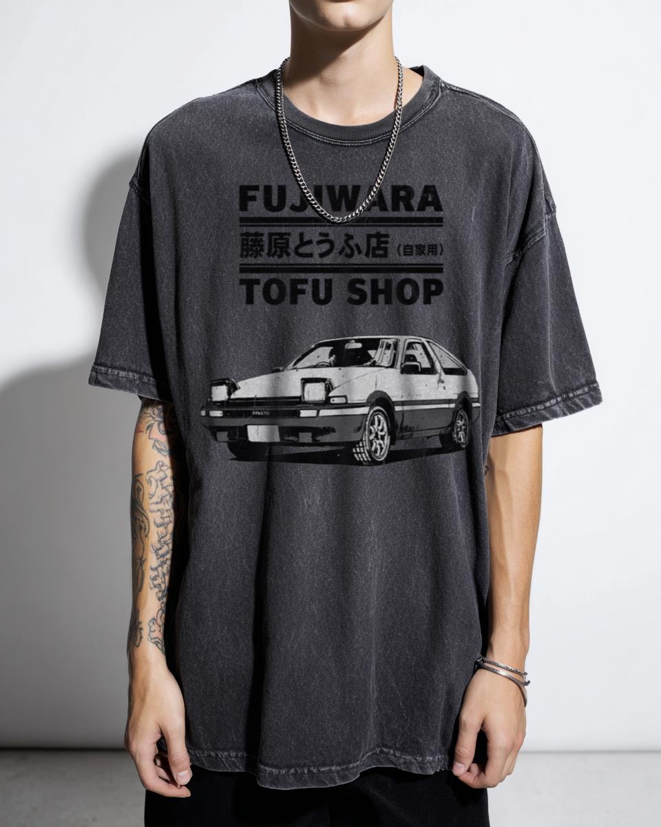 Fujiwara Tofu Shop AE86 Initial D T-Shirt - 90s Manga Drift Racing Unisex