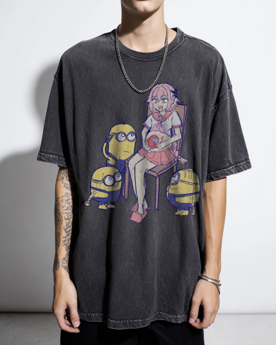 Funny Astolfo & Minions Sketch Anime T-Shirt - Fate Grand Order Meme Unisex