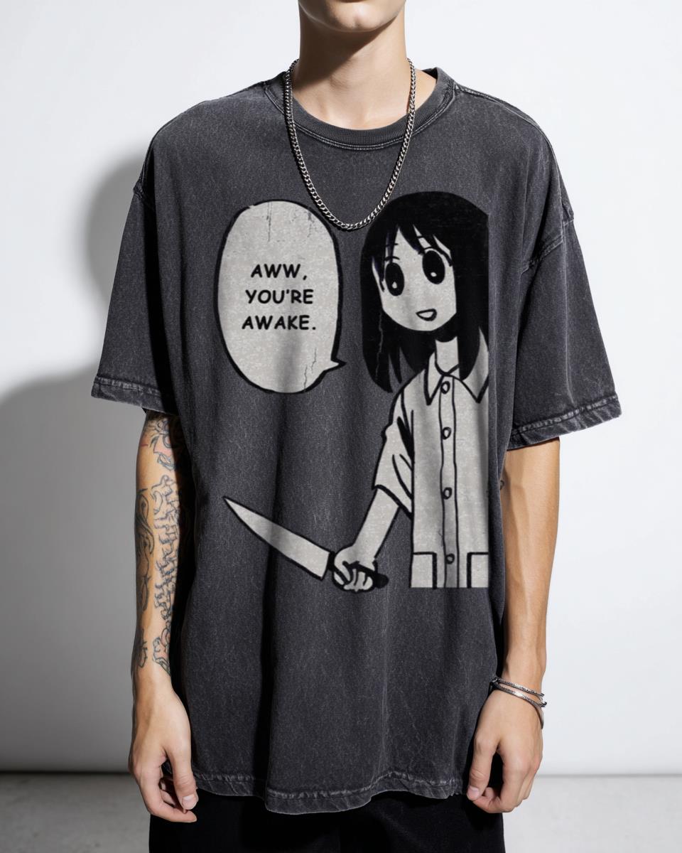 Funny Azumanga Daioh Osaka Manga Panel T-Shirt - 'Aww You're Awake' Anime Kawaii Unisex
