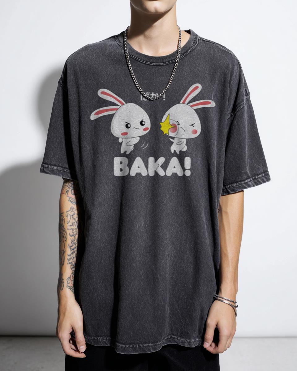 Funny Baka Anime Rabbit Slap Japanese Quote T-Shirt - Kawaii Otaku Senpai Tee