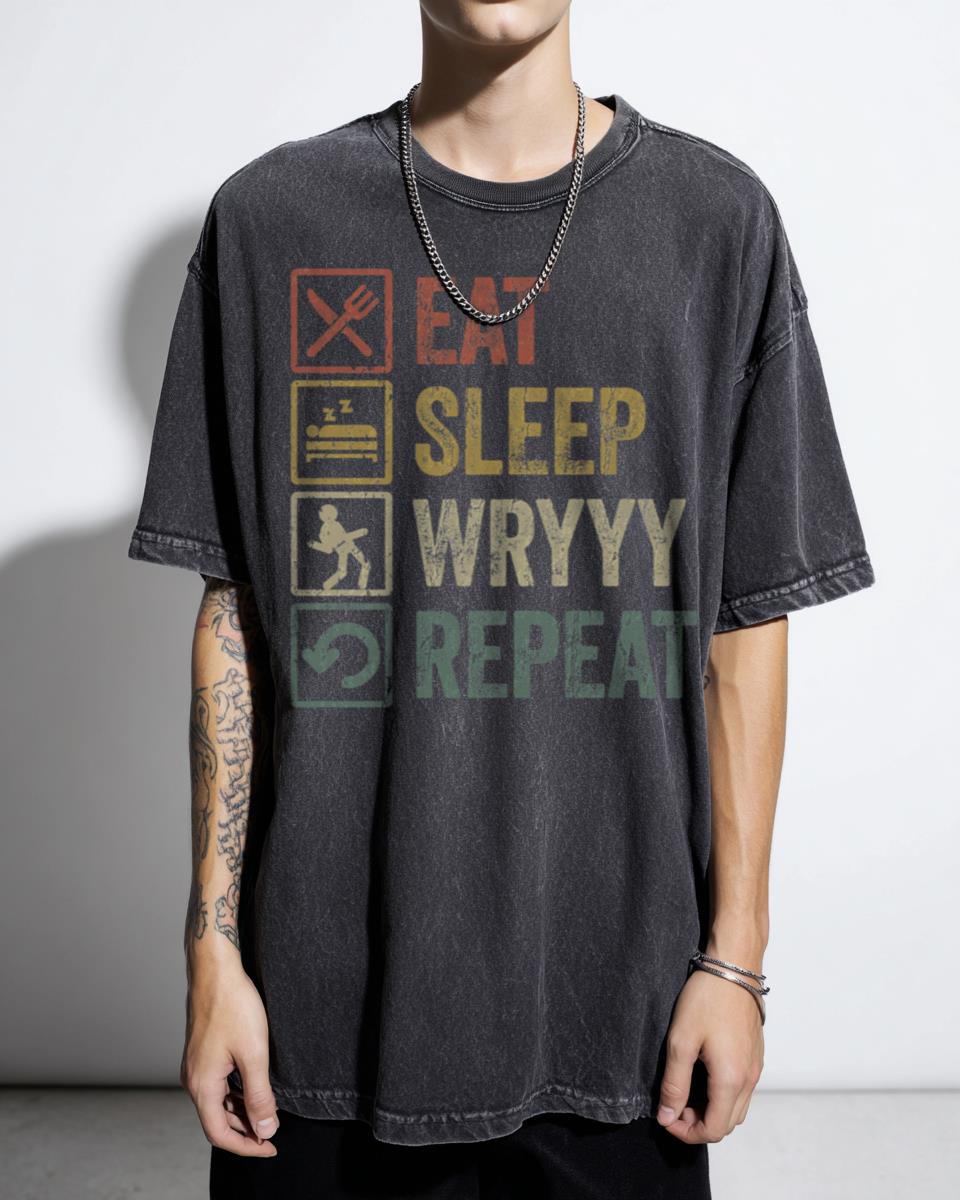 Funny Eat Sleep Wryyy Repeat Retro Anime T-Shirt - Dio Brando Jojo's Bizarre Adventure