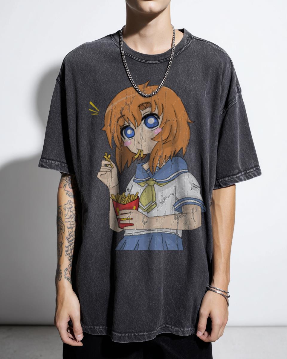 Funny Higurashi When They Fry Anime Meme T-Shirt - Kawaii Rena Ryuugu Unisex