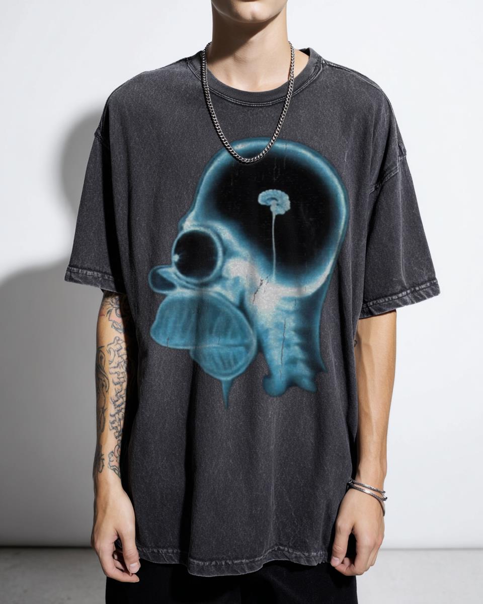 Funny Homer Simpson X-Ray Brain Cartoon T-Shirt - The Simpsons TV Show