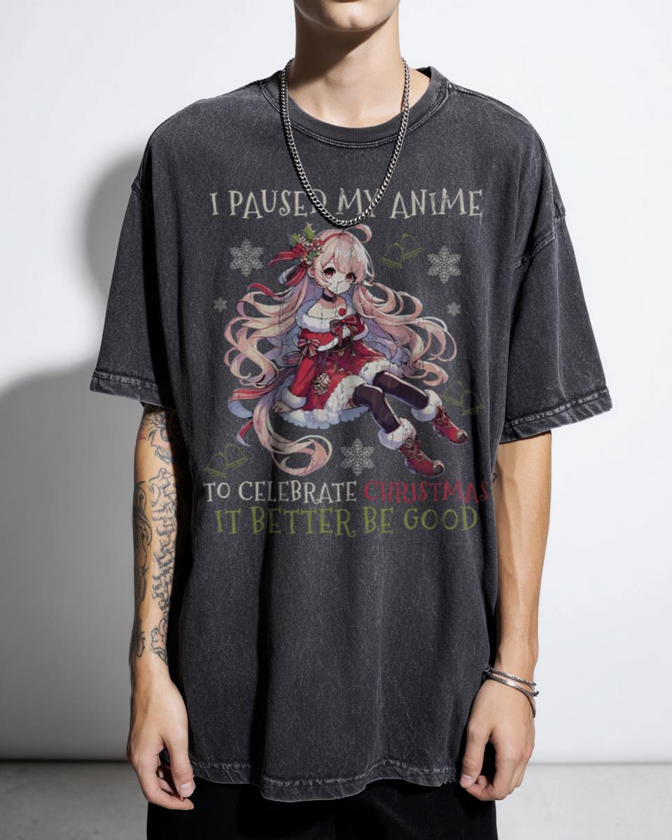 Funny "I'm Pausing My Anime For Christmas" T-Shirt - Otaku Holiday Gift