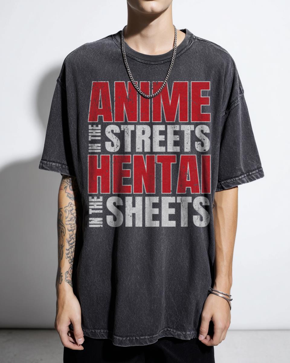 Funny Japanese Anime In The Streets Henti In Sheets T-Shirt - Trendy Cartoon