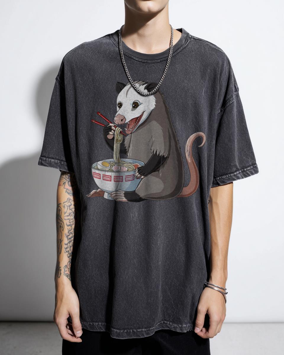 Funny Kawaii Japanese Ramen Opossum T-Shirt - Cute Noodle Possum Anime Lover Gift