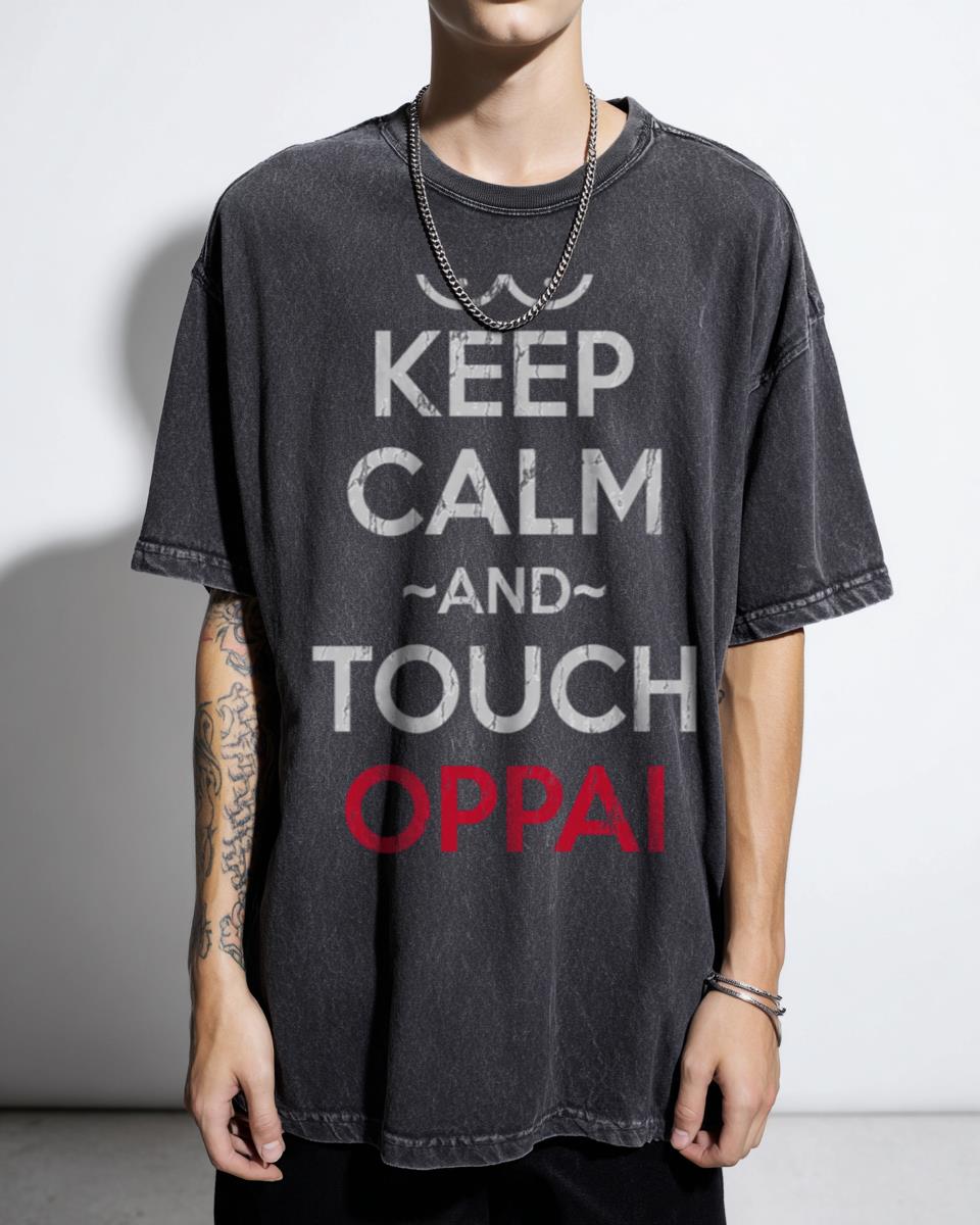 Funny 'Keep Calm Oppai' Anime Manga T-Shirt - Otaku Weeb Lewd Humor Tee