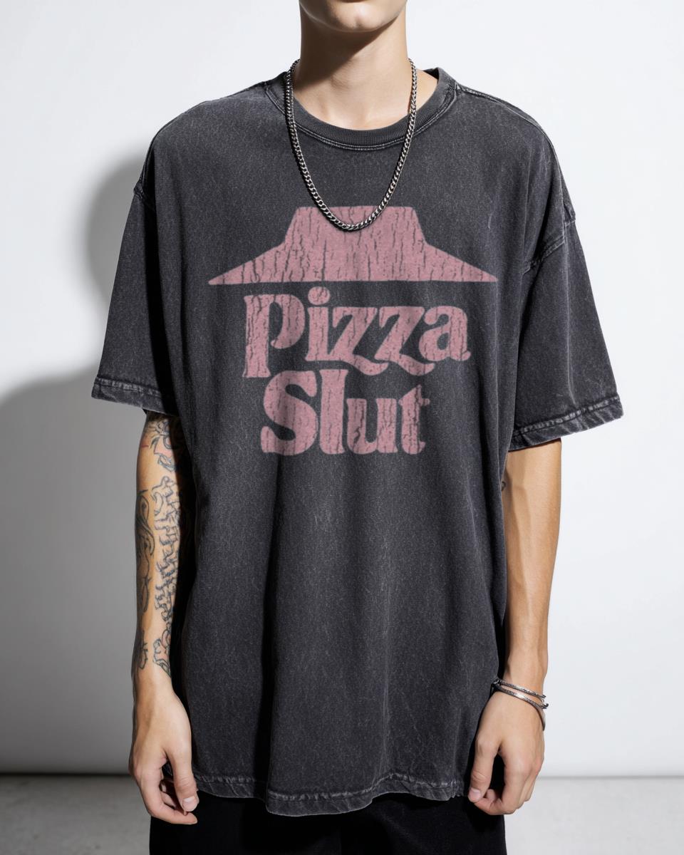 Funny Pizza Parody T-Shirt | Retro 'Pizza Slut' Meme Tee
