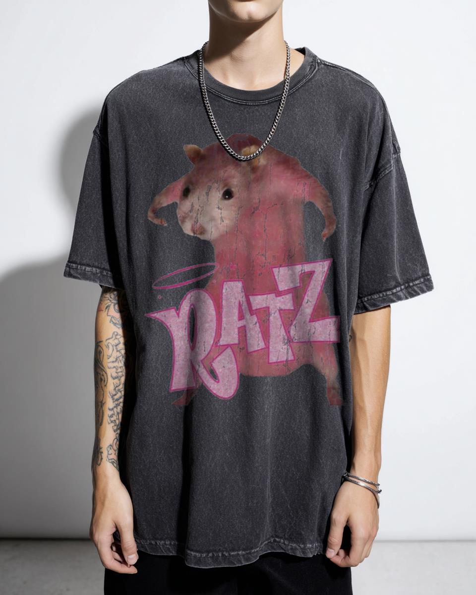 Funny Ratz Pink Ratt Metal Band Logo T-Shirt - Classic Manga Graphic Roll