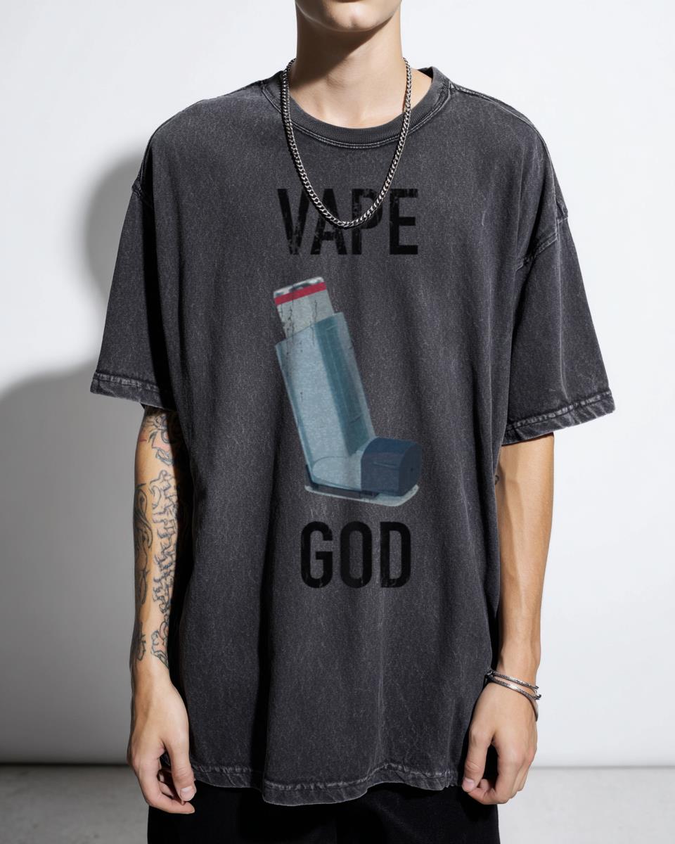 Funny Vape God Inhaler Pun T-Shirt - Vaping Humor Anti-Asthma Joke Apparel