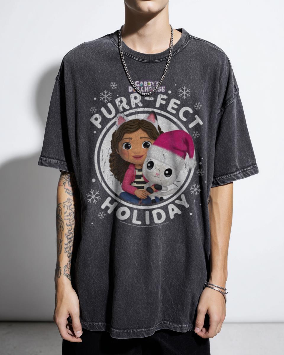 Gabby's Dollhouse Christmas Purr-fect Holiday Kids T-Shirt - Festive Cartoon Tee