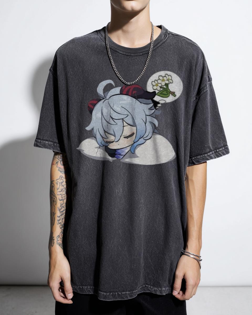 Ganyu Peeker Anime Girl Genshin Impact T-Shirt - Gaming Waifu Japanese Fan Art Unisex