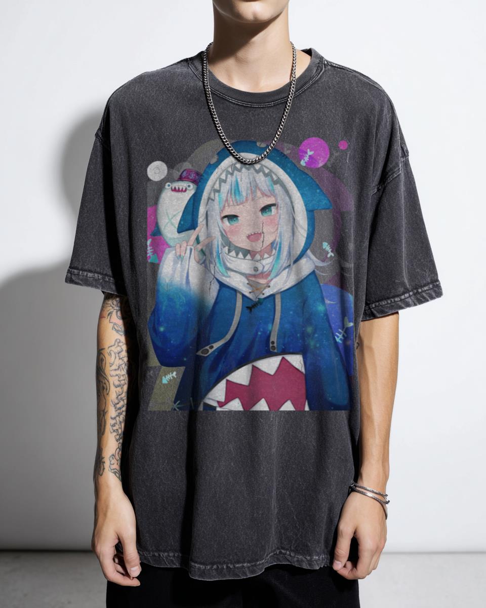 Gawr Gura Hololive EN VTuber Anime T-Shirt - Cute Shark Girl Fan Merch