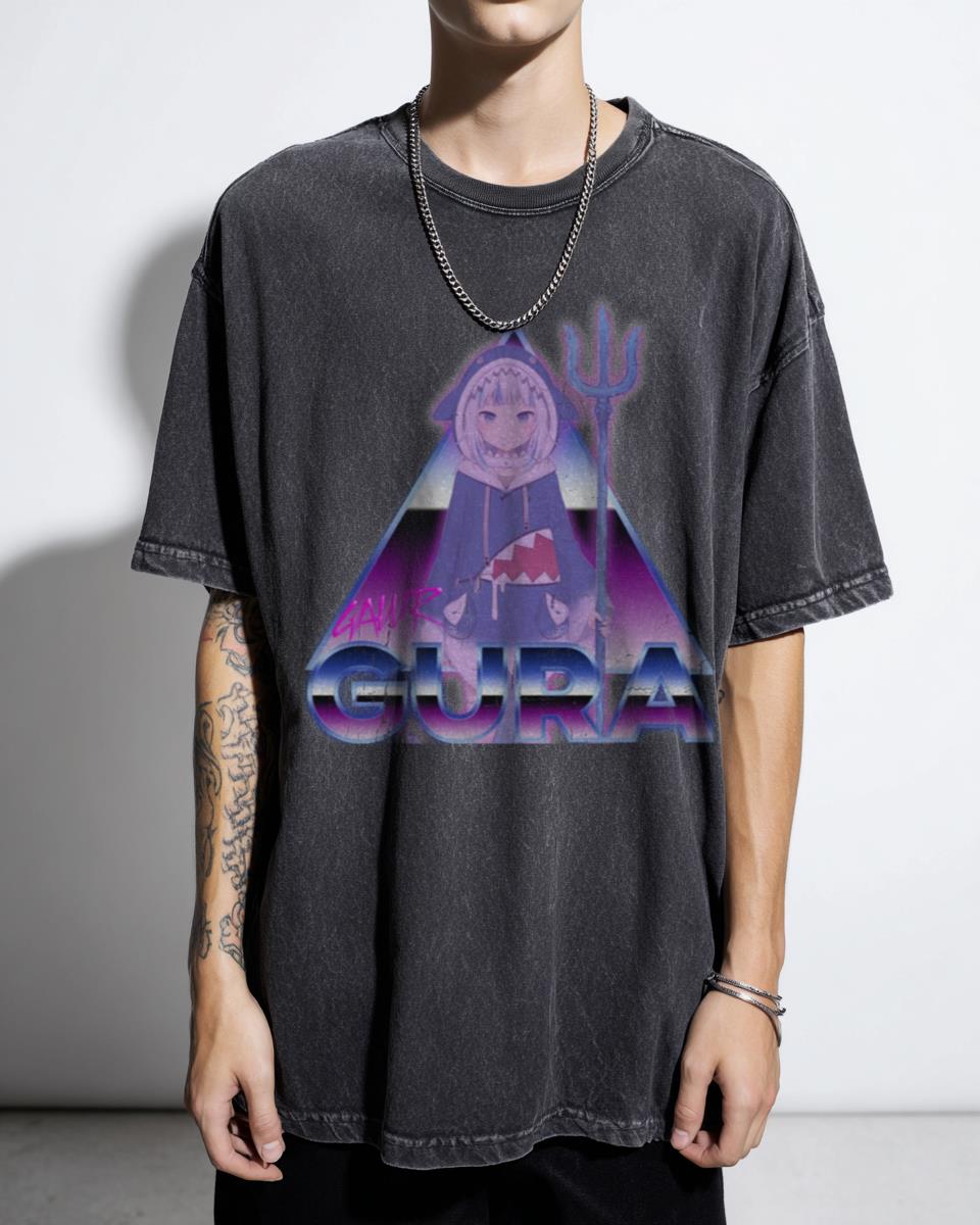 Gawr Gura Hololive Vtuber 80s Aesthetic Anime Tee