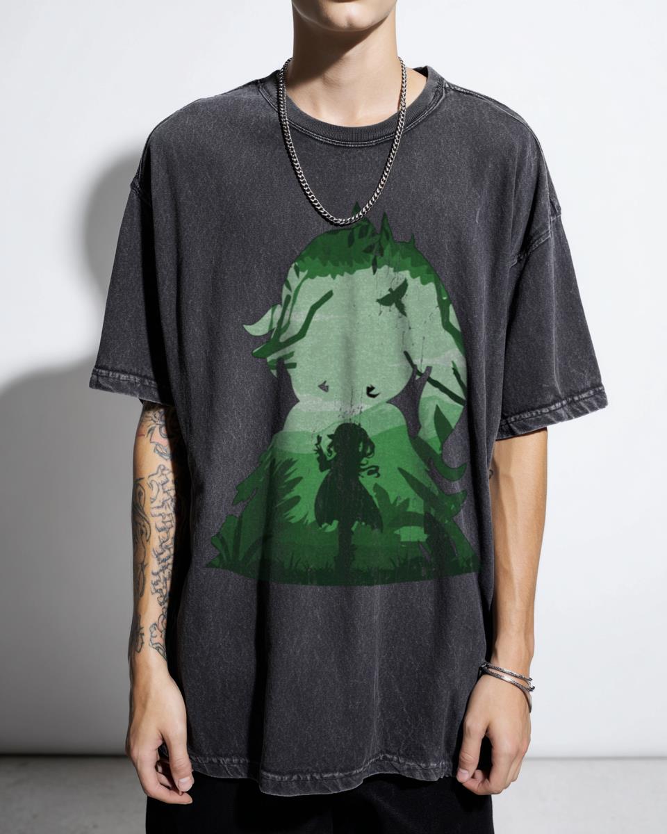 Genshin Impact Nahida Negative Illusion Black Acidwash Tee