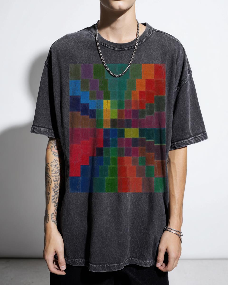 Geometric Glitch Art Synesthesia T-Shirt - Abstract Pixel Pattern