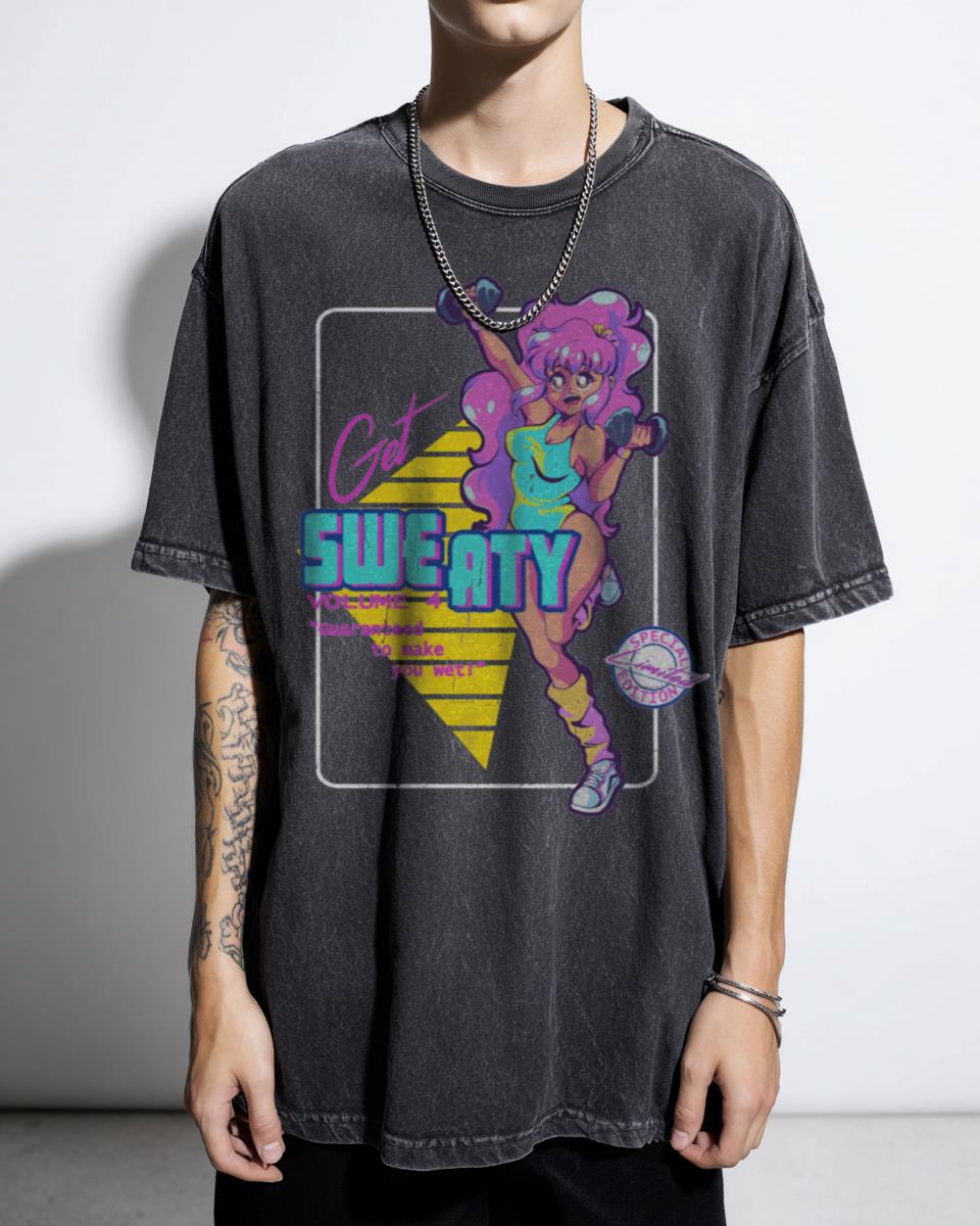 Get the Sweats 80s 90s Anime Girl T-Shirt - Kawaii Retrowave Vaporwave Waifu