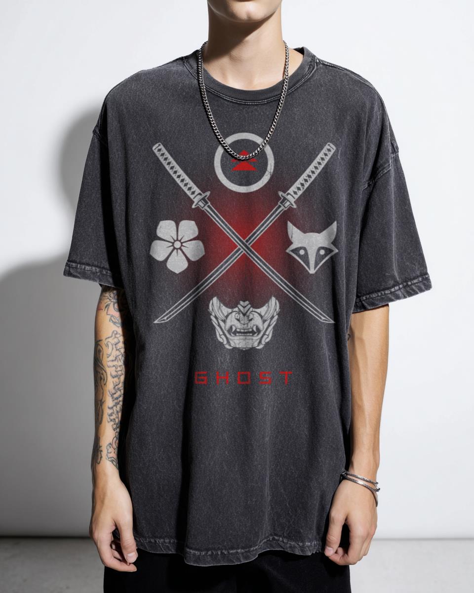 Ghost Samurai Jin Sakai Gaming T-Shirt - Japanese Warrior Katana Art for Gamers