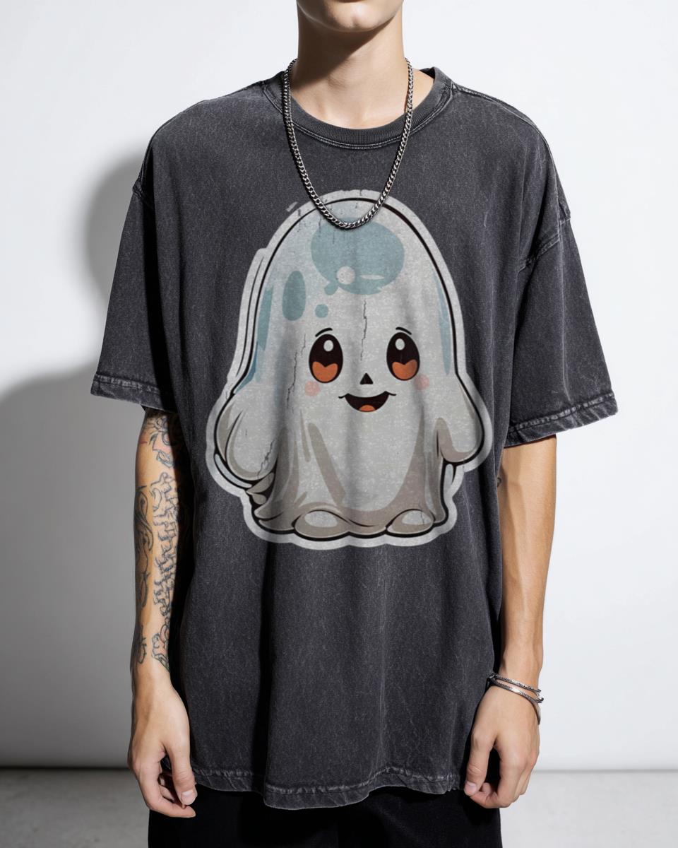 Ghostly Love Anime Aesthetic T-Shirt - Retro Vintage Halloween Design Unisex
