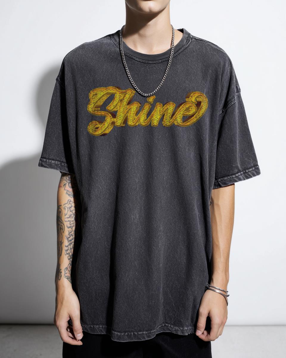 Glossy Gold 'Shine' Script T-Shirt | Fashion Typography Tee