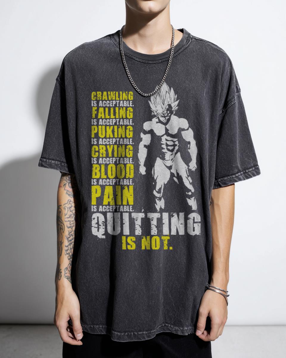 Goku Super Saiyan 'Quitting Is Not Acceptable' Anime Gym Motivational T-Shirt - Dragon Ball Z DBZ