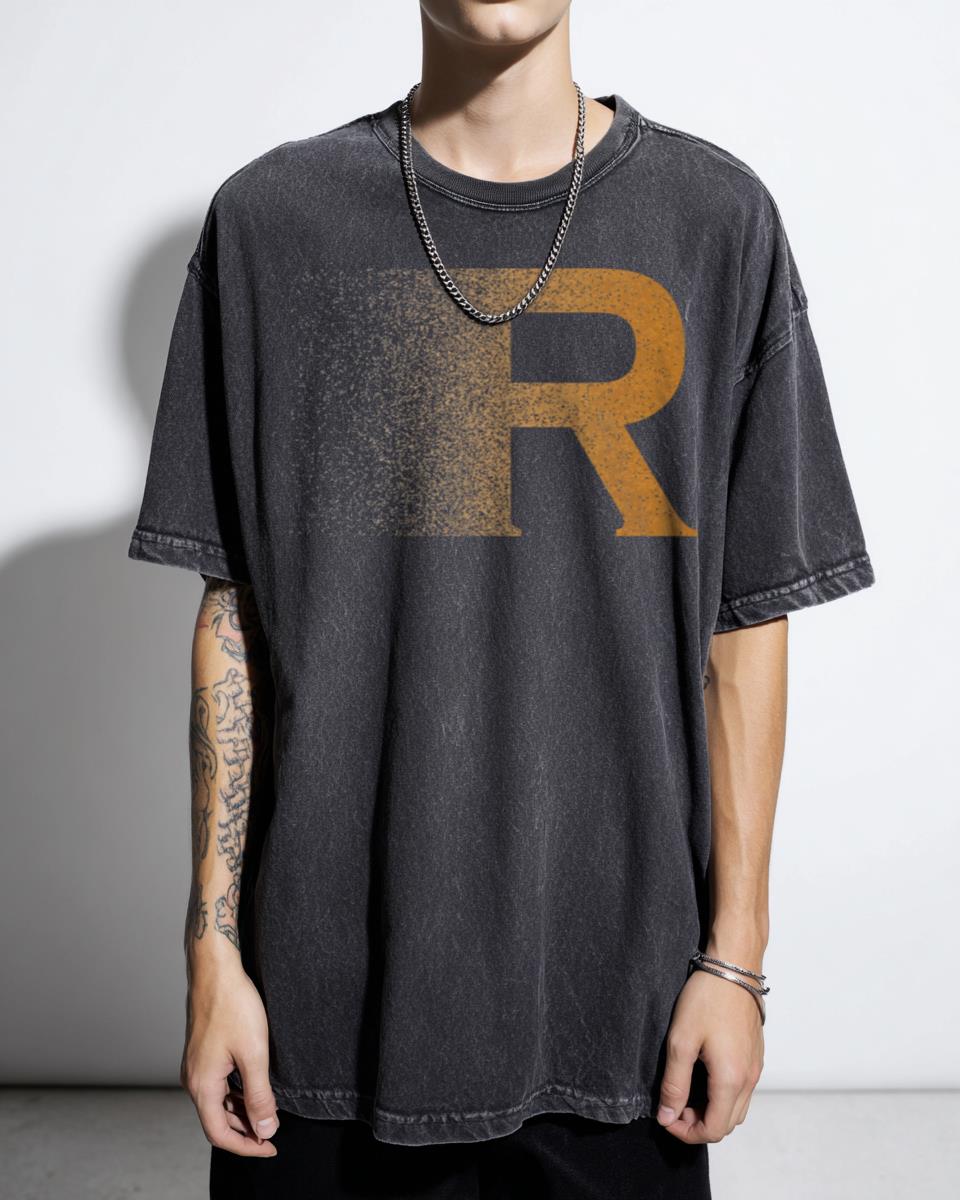 Golden R Letter Initial Graphic T-Shirt - Retro Alphabet Art