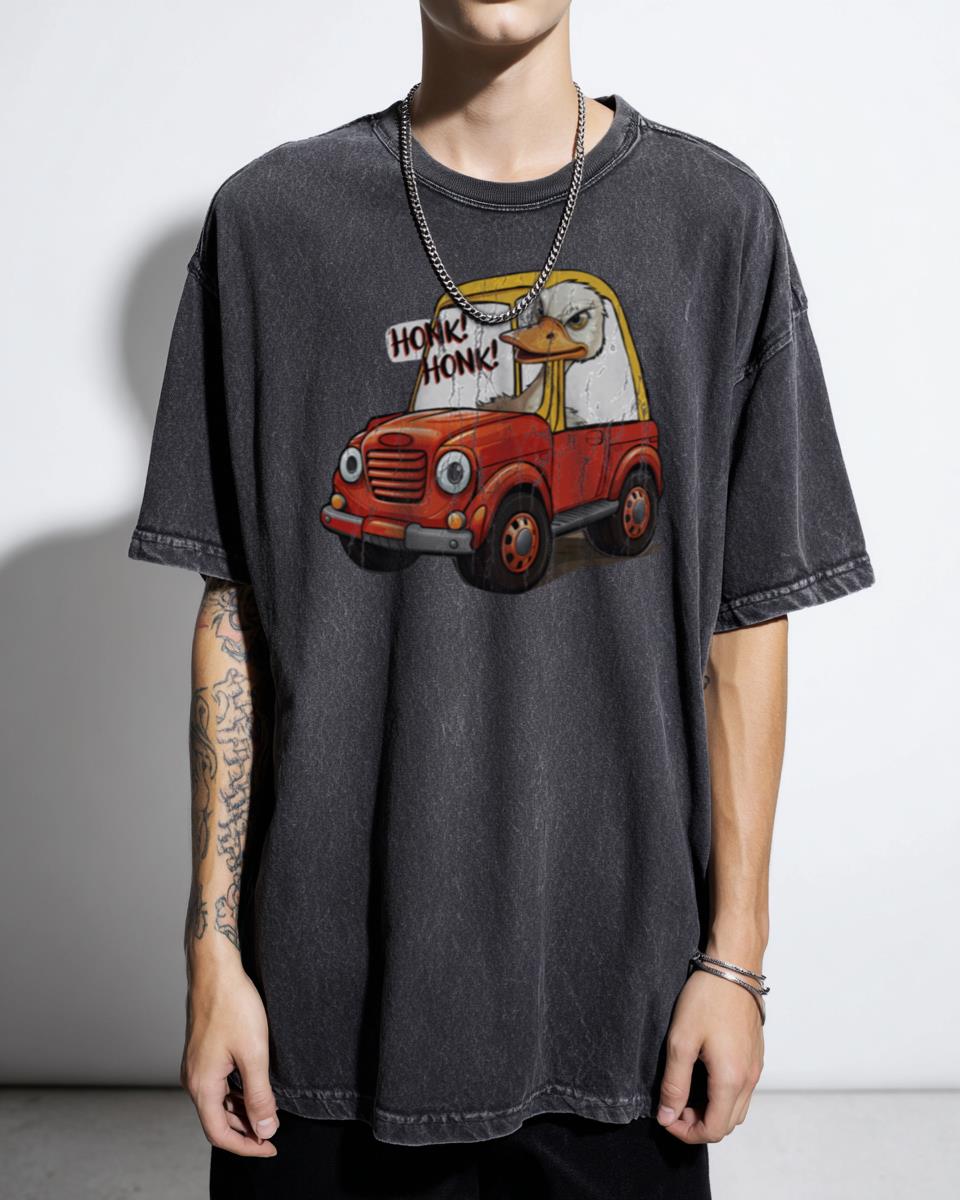 Goose in Little Tykes Car Honking T-Shirt - Funny Animal Traffic Gag Unisex