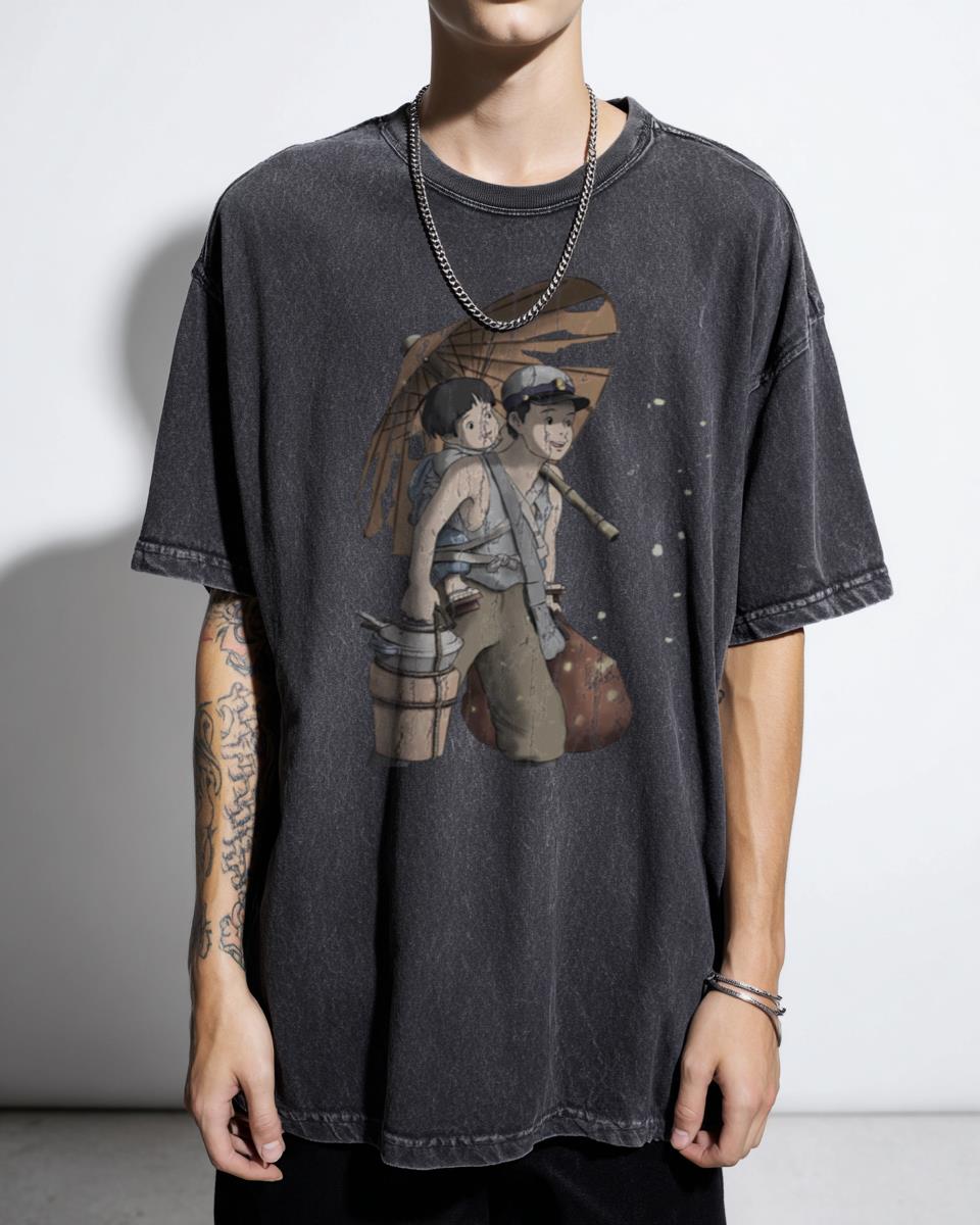 Grave of the Fireflies Anime T-Shirt - Poignant Japanese Film Art